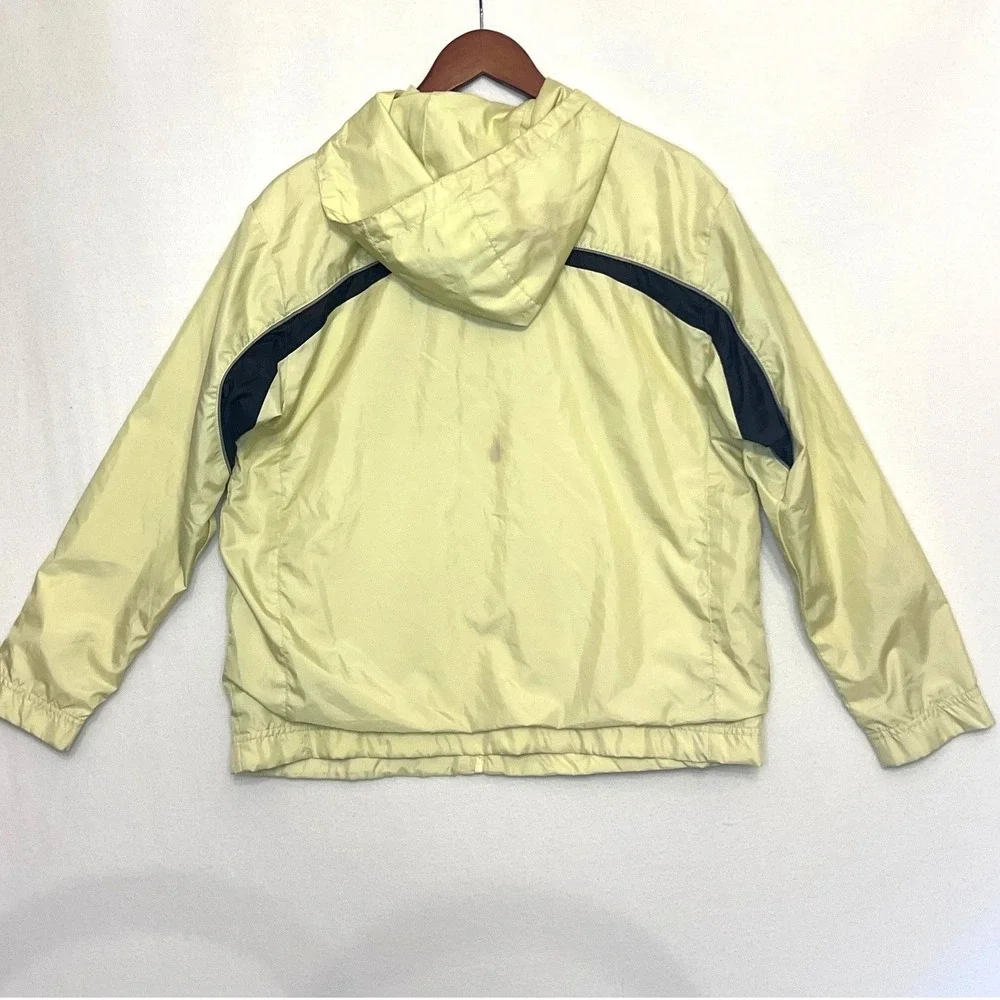 Nike Womens Vintage Track Windbreaker Jacket Pale Yellow Black Full Zip Small
